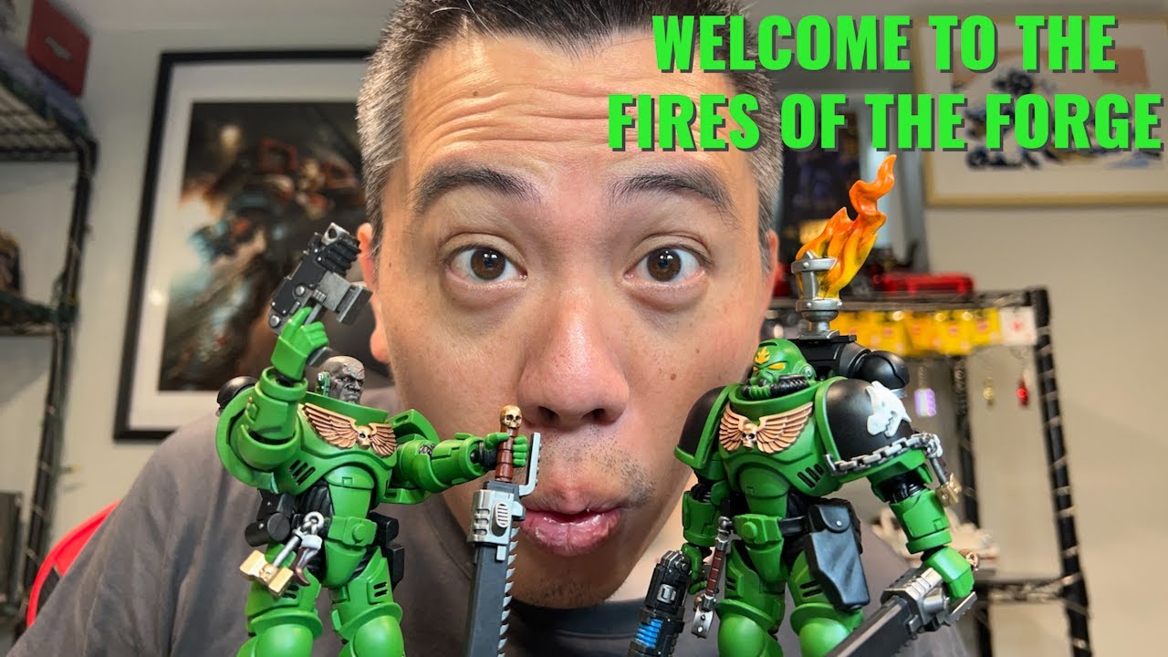 Распаковка и обзор JoyToy x Warhammer 40K Salamanders Space Marines (без головного убора и с огне...