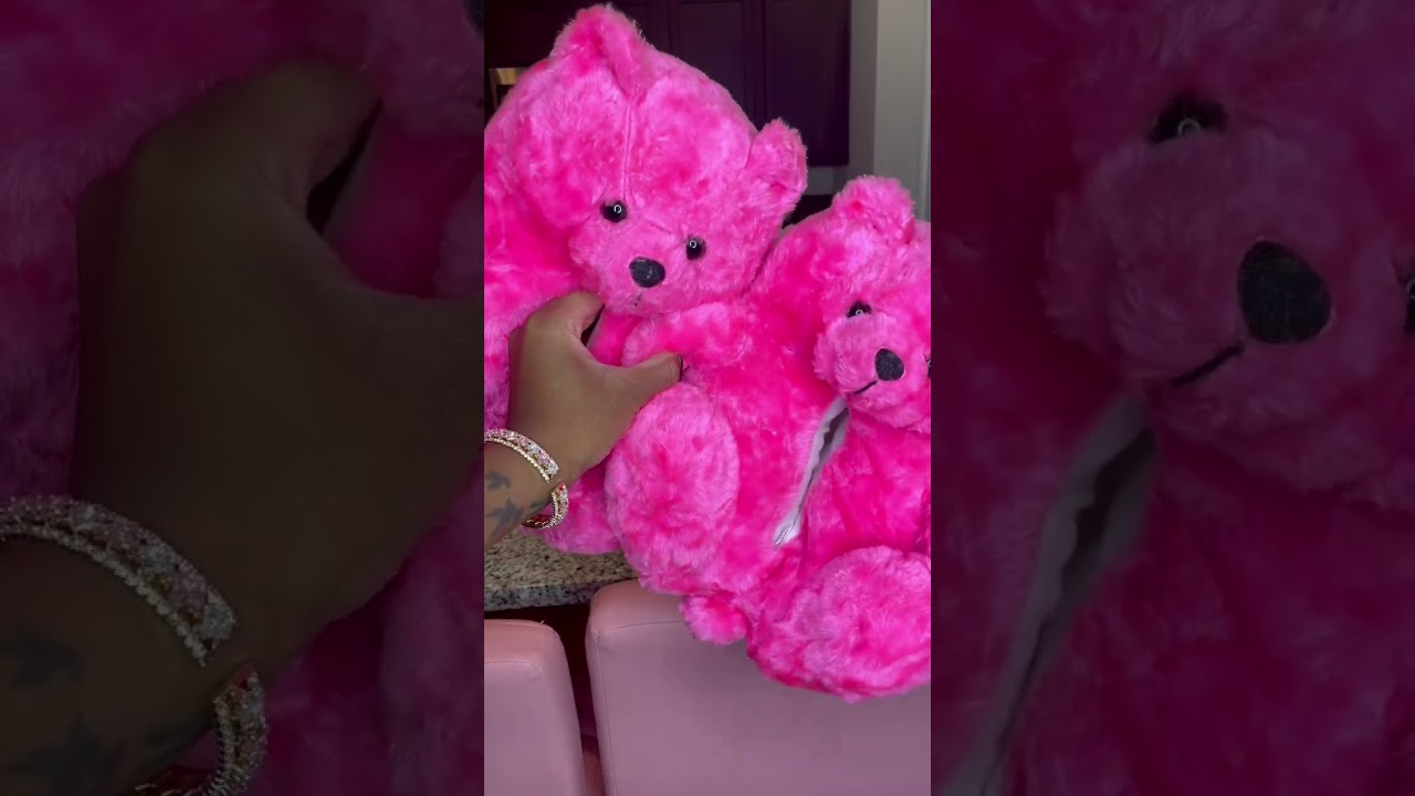 Pink Teddy Bear Slippers 💗