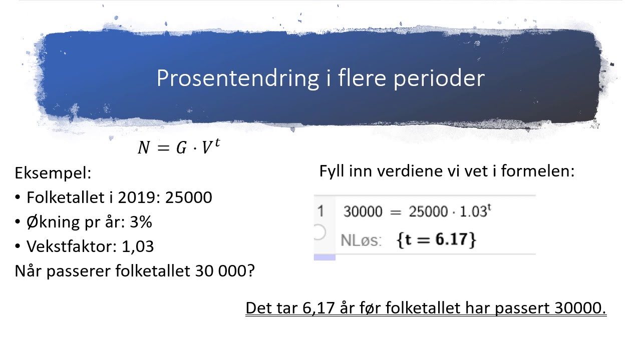 Prosentvis endring i flere perioder
