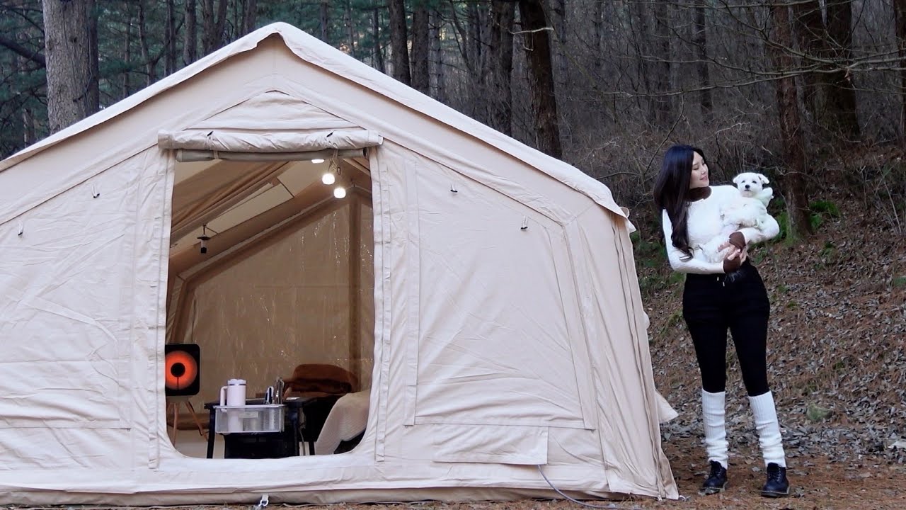 🌲피톤치드가 가득한 소나무 숲 겨울캠핑 | 찐만두, 닭볶음탕&막걸리, 참치김치죽