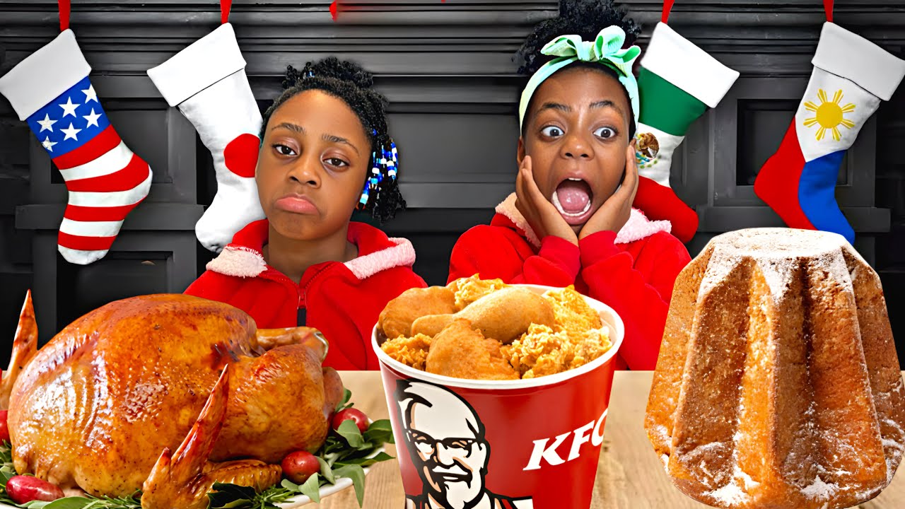 EATING 100 YEARS OF CHRISTMAS FOOD FROM AROUND THE WORLD!|