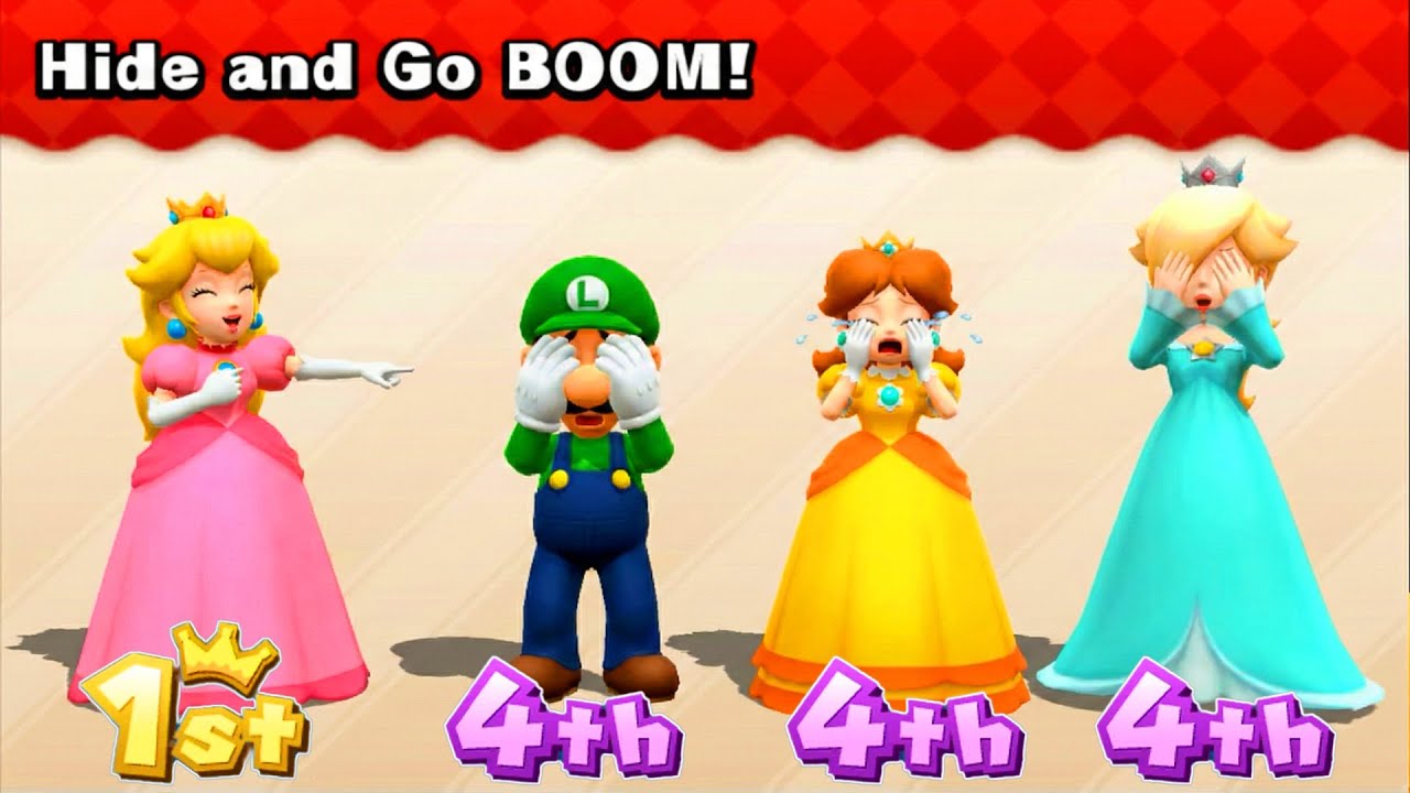 【マリオパーティ100ミニゲームコレクション】究極のミニゲーム対決ピーチVsルイージVsデイジーVsロゼッタ(CPUの強さ：｢たつじん」)