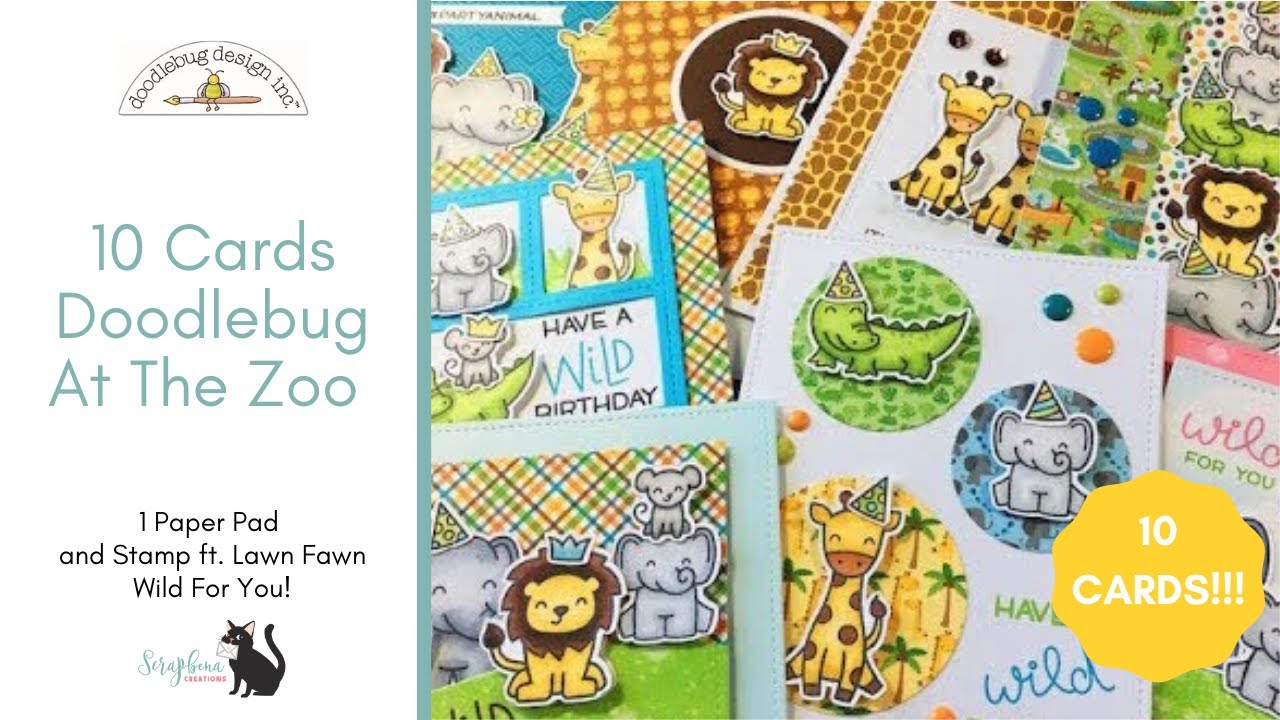 10 Cards 1 Stamp and Paper Pad | Lawn Fawn Wild for You and Doodlebug at the Zoo