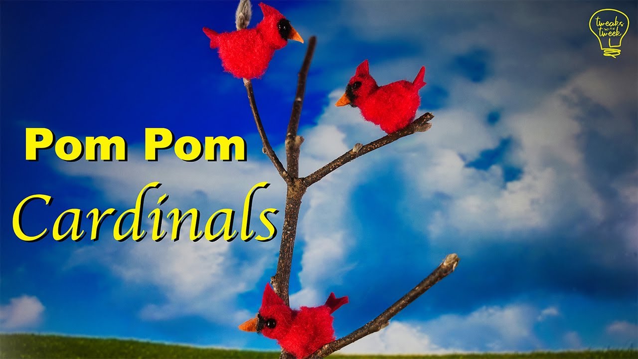 How I Made These Pom Pom Cardinals! Miniature Birds, DIY, Easy