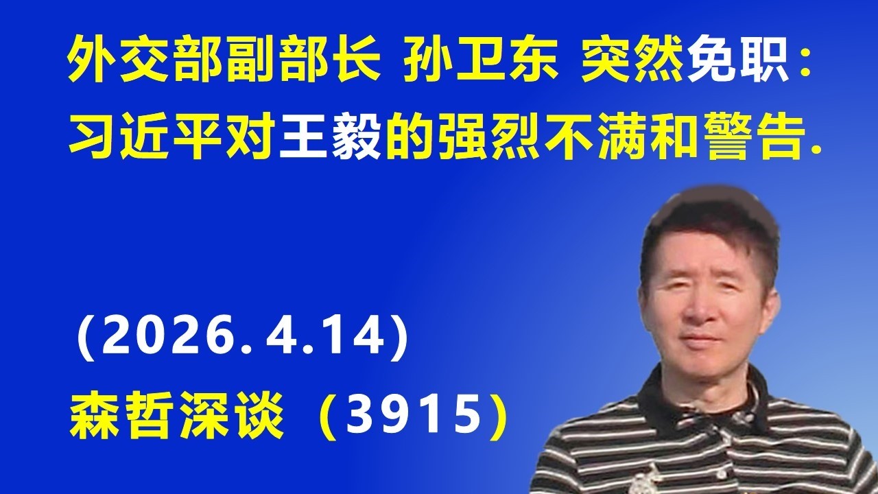 外交部副部长 孙卫东 突然免职：习近平对王毅的强烈不满和警告.（2026.4.14) 《森哲深谈》