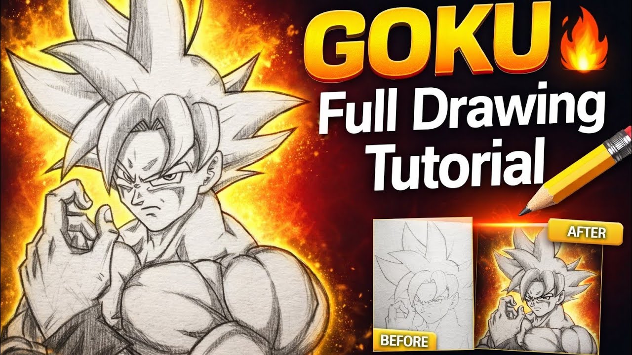 How to Draw Goku Step by Step | Full Pencil Drawing Tutorial (Dragon Ball)