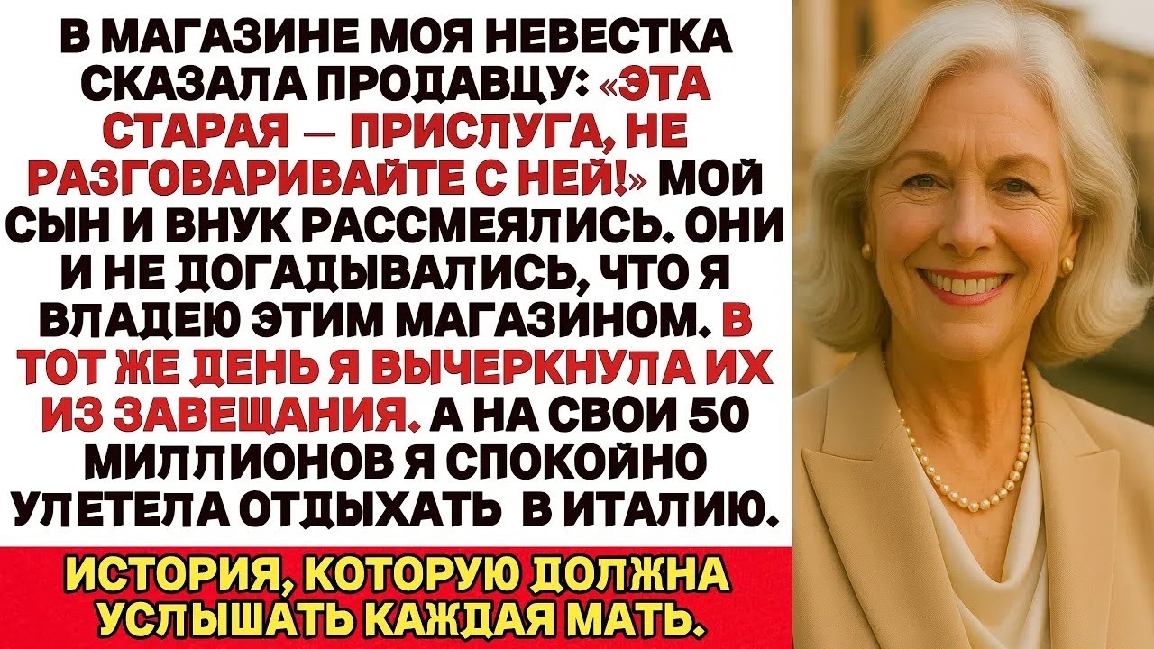 В продуктовом магазине моя невестка сказала продавцу:Эта старая — прислуга Не разговаривайте с