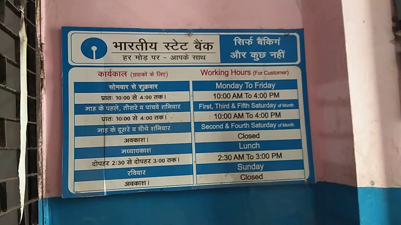 SBI Bank Timings Table: Working hours & Lunch Time