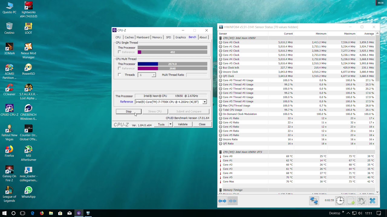 Xeon x5650 5.2Ghz Cpu-z 6 threads benchmark