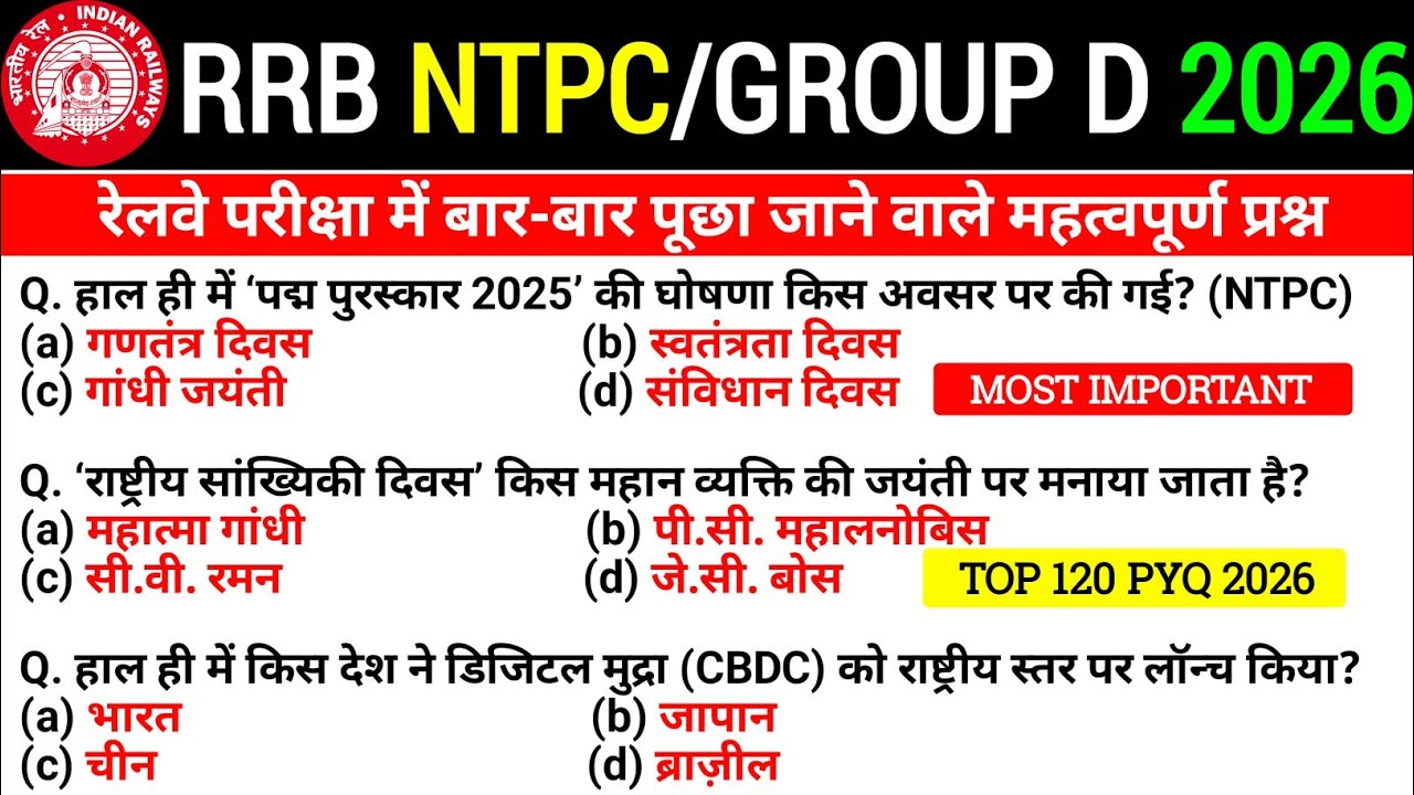 RRB NTPC Previous Year Question Paper || Railway NTPC CBT-1 Previous Year Question Paper 2021