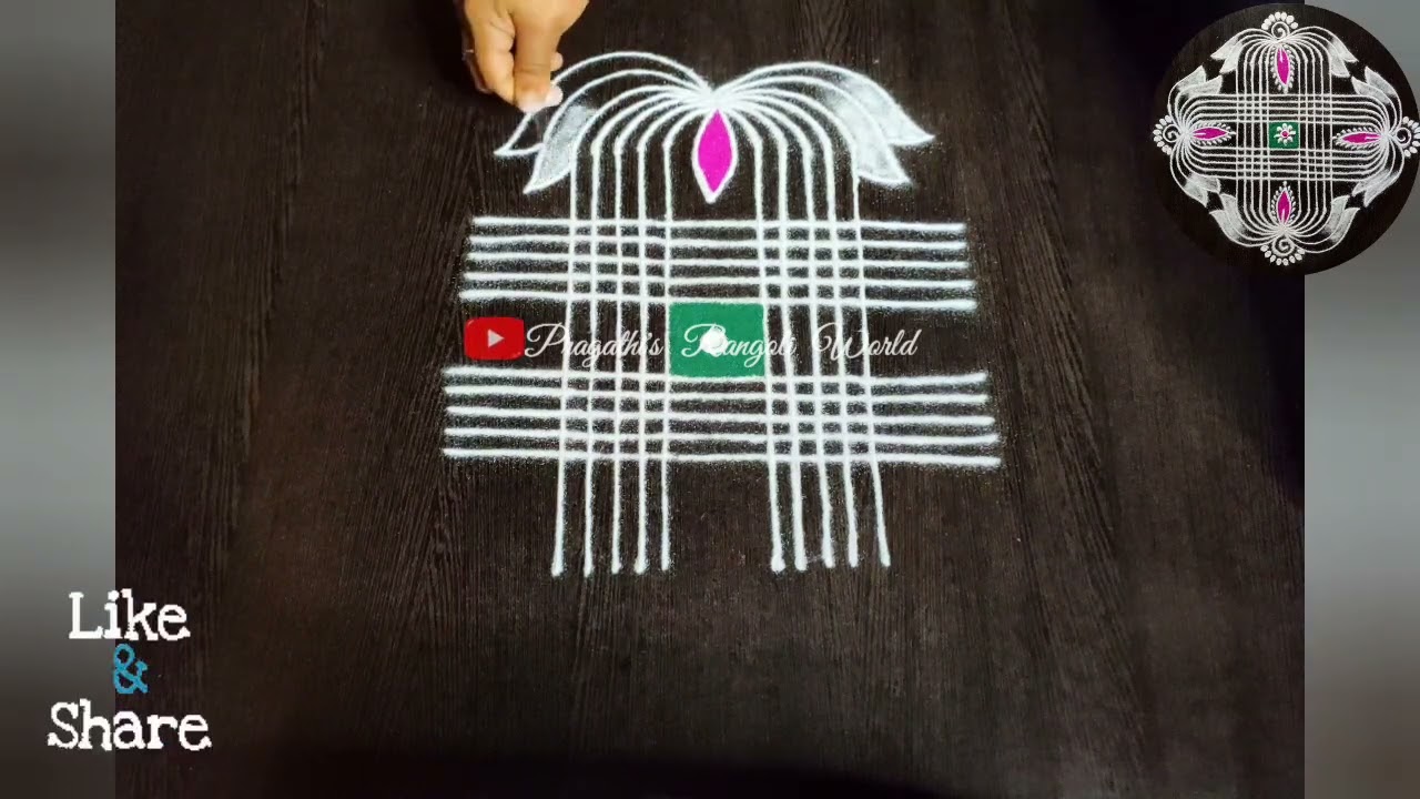 Easy daily rangoli design 4-to-4 dots @youtube #kolam #rangoli #muggulu #rangolikolam #easyrangoli