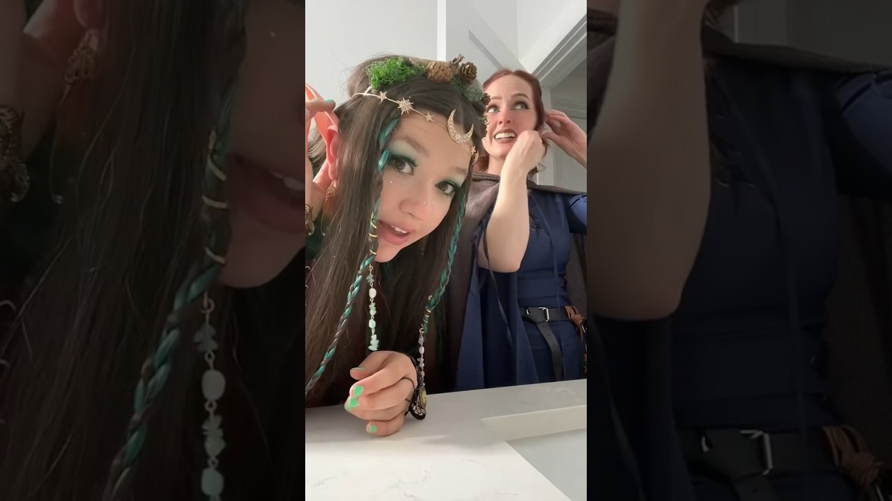 Gluing on our elf ears with eyelash glue #renfaire  #cosplay #elfears #shorts