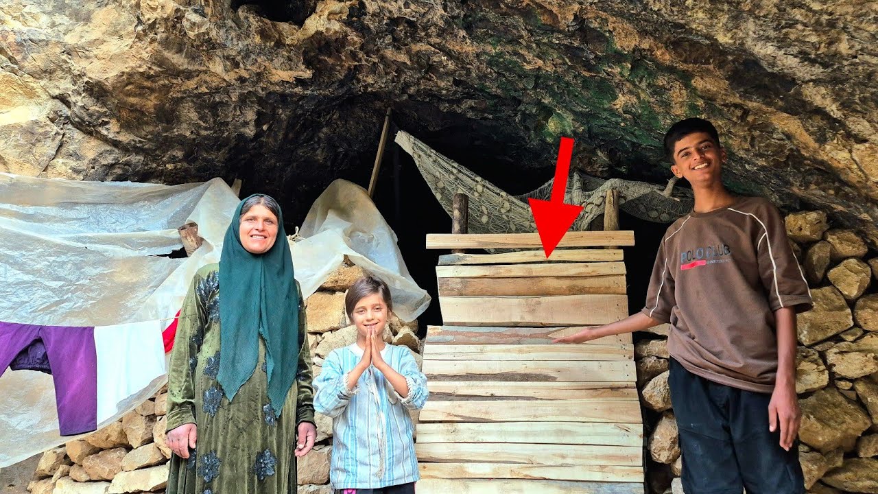 Cave family protects cave from attacks by building a wooden door!