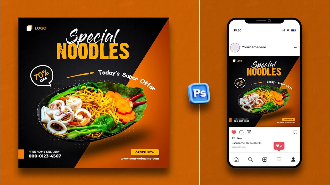 Fast Food Social Media Post Design in Photoshop