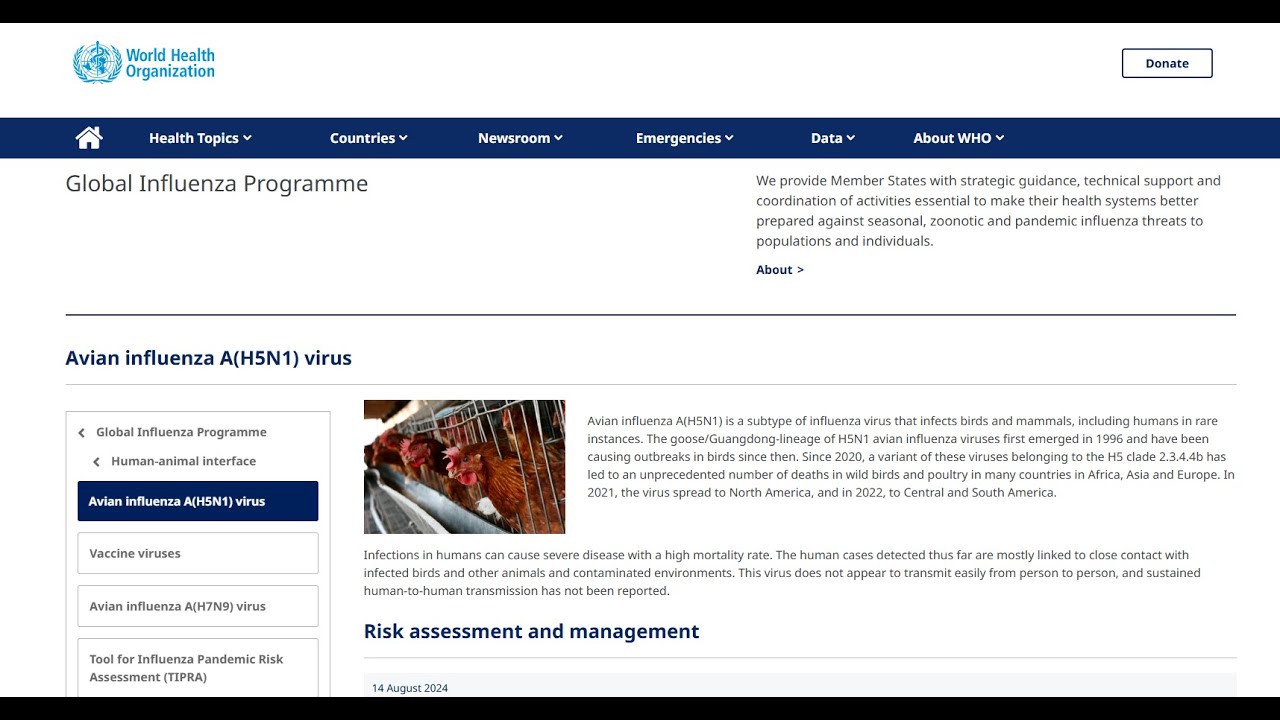 Avian influenza. Cautious, but not alarmist as WHO keeps track of H5N1 since 1996.