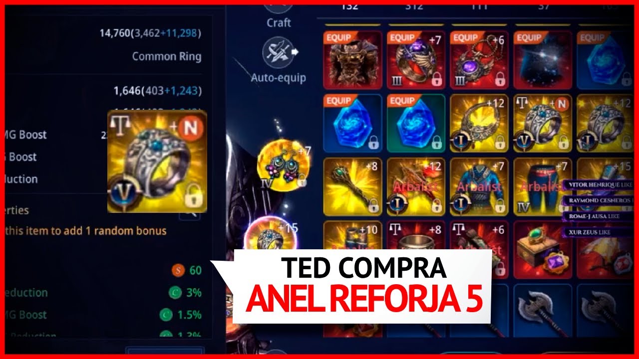 TED COMPROU ANEL REFORJA 5 +12, INSANO 3 ANEIS REFORJA NA BAG - MIR4