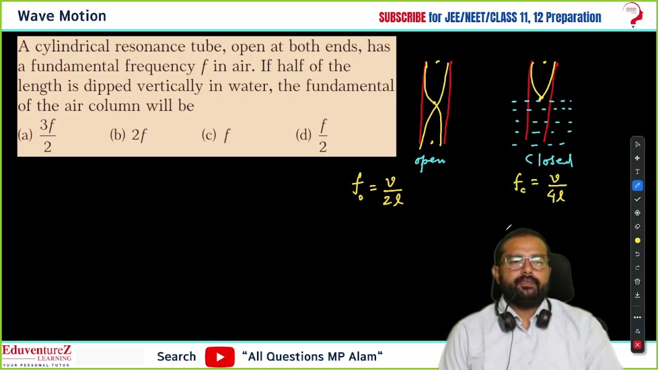 A cylindrical resonance tube, open at both ends, has a fundamental frequency f in air. If half of th