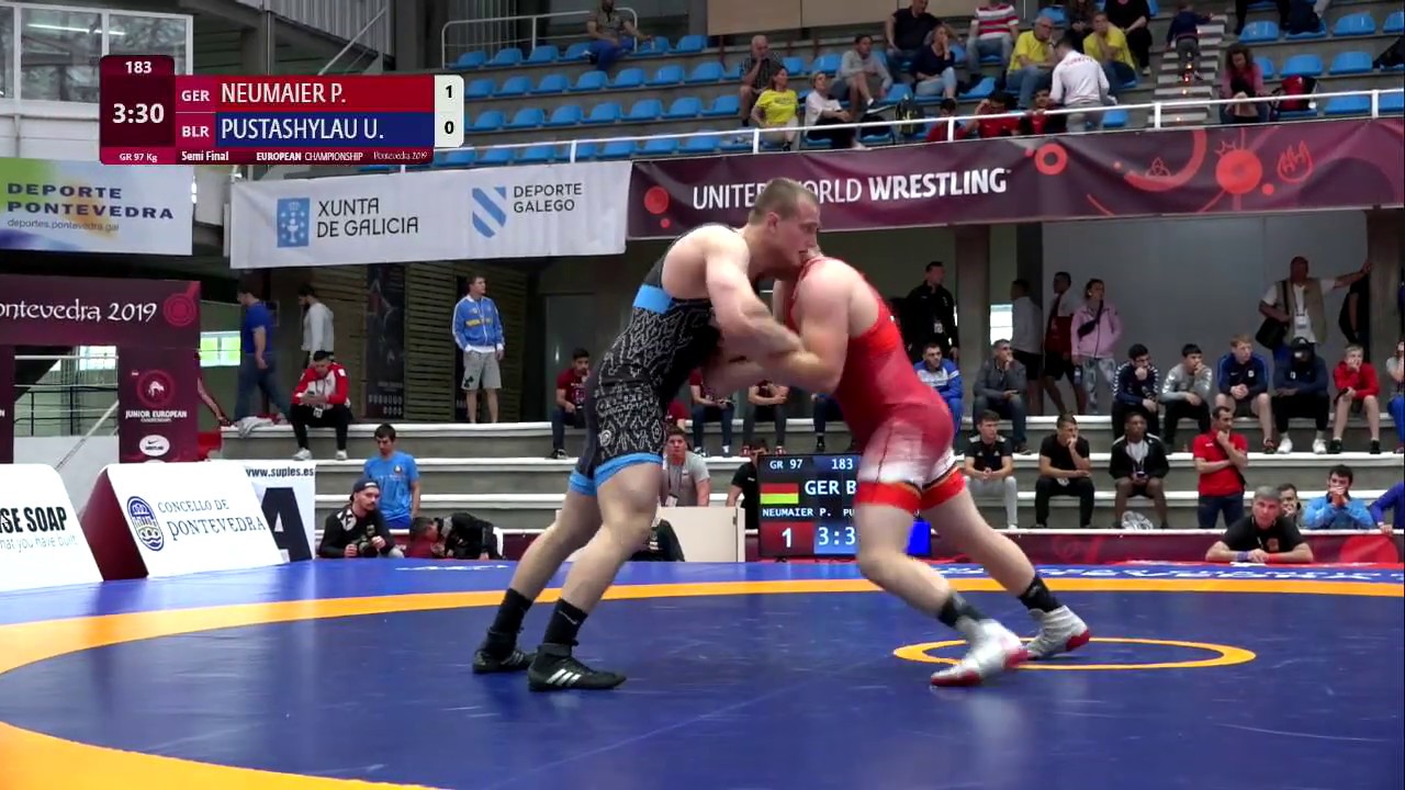 1/2 GR - 97 kg: P. NEUMAIER (GER) v. U. PUSTASHYLAU (BLR)