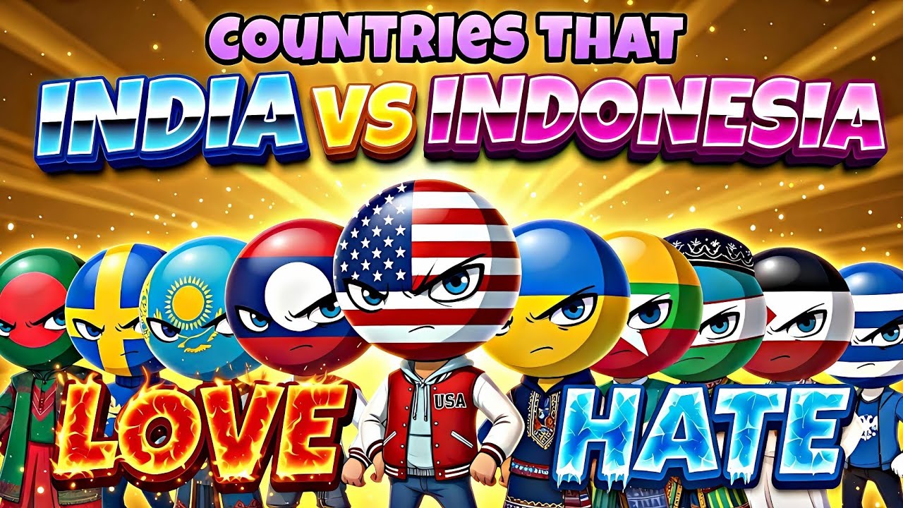 (NEW) Countries That LOVE / HATE Indonesia 🇲🇨VS India 🇮🇳 #countryballs #history #mapping #geography 