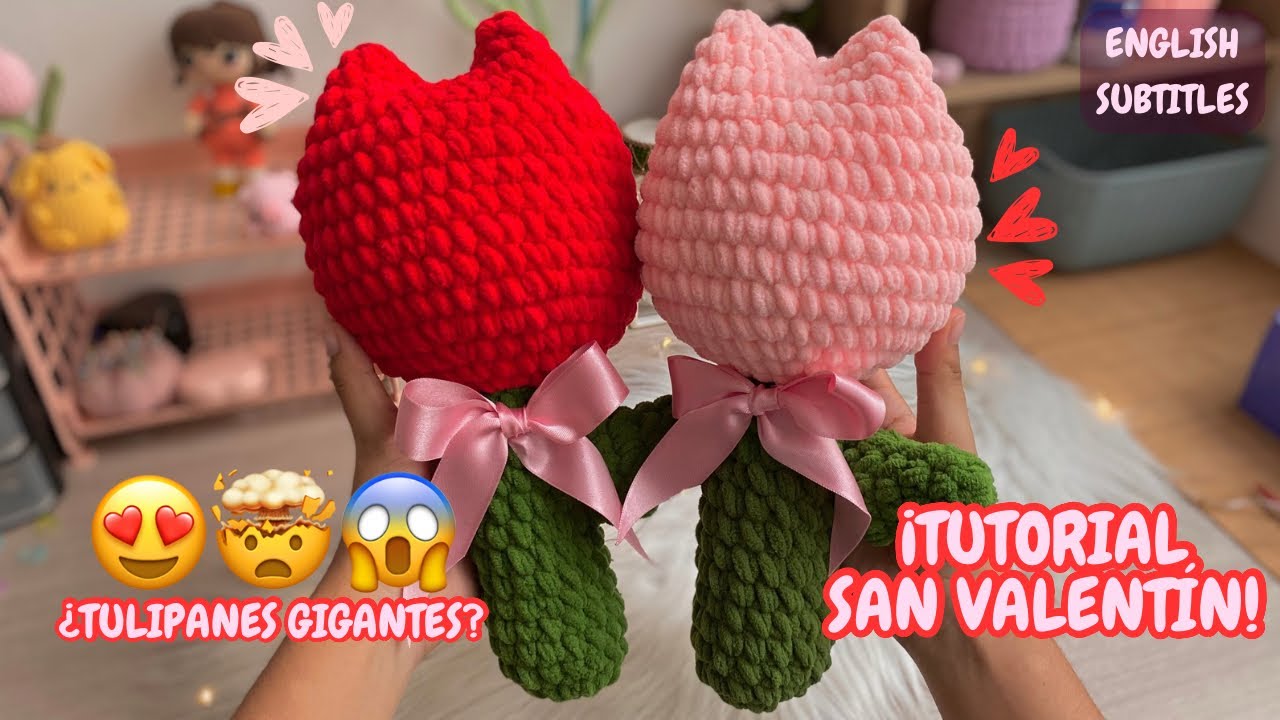 😍😍 TULIPÁN VIRAL GIGANTE TEJIDO A CROCHET/FLORES TEJIDAS A CROCHET-SAN VALENTÍN 🌹