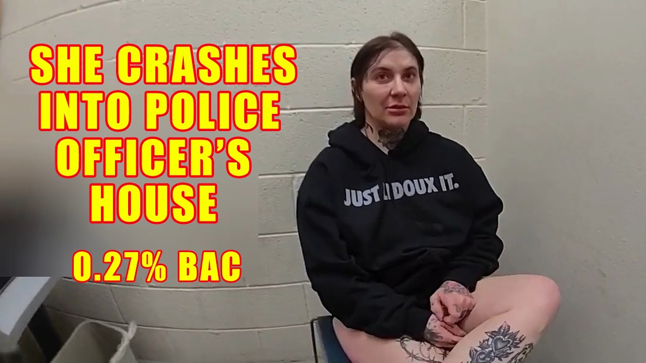 Extremely Drunk Woman Crashes into Police Officer's House and Flees the Scene