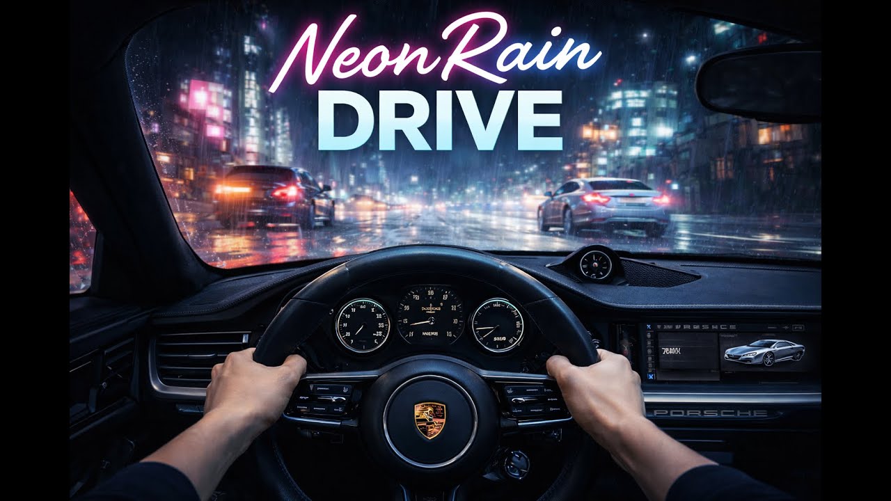 NeonRain Drive – Long Night Ride with Lofi Beats | Dodge & Porsche