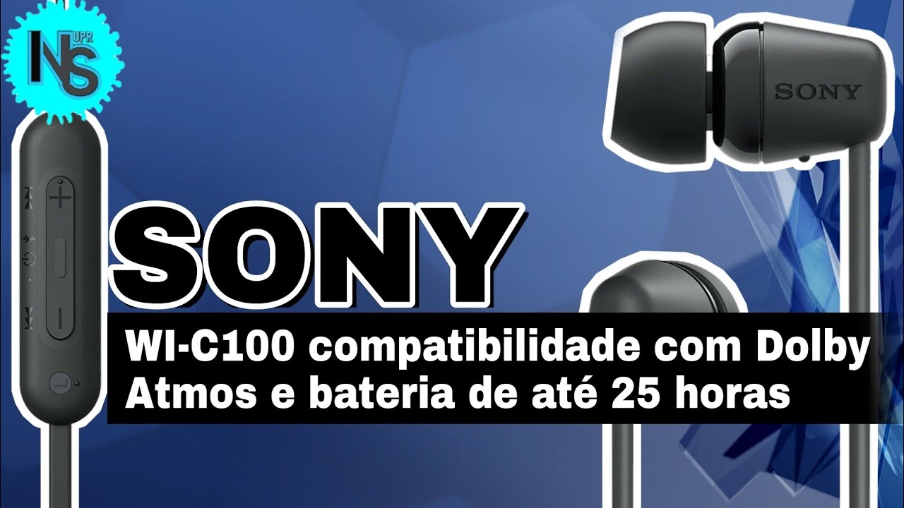 Sony WI-C100 | Fone sem fio com Bateria de até 25 horas e Resistência contra Água e Suor.