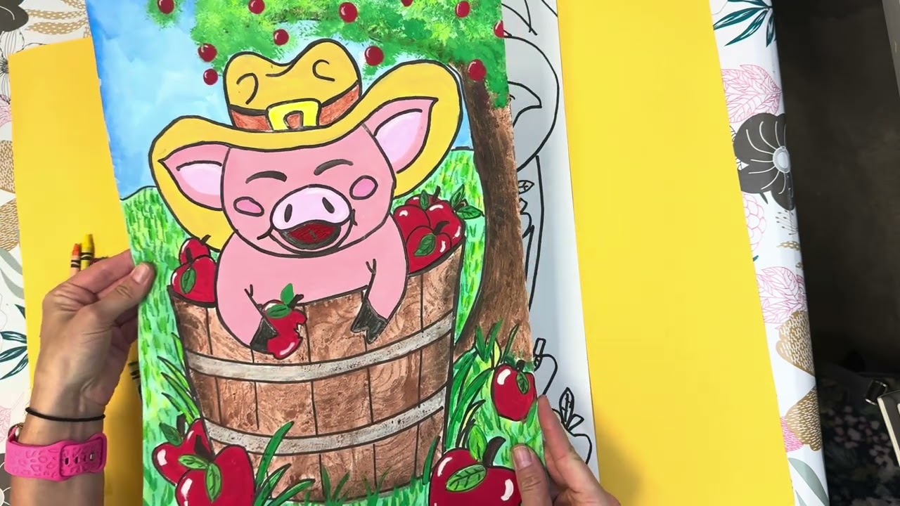 Piggie in a Barrel elementary art lesson