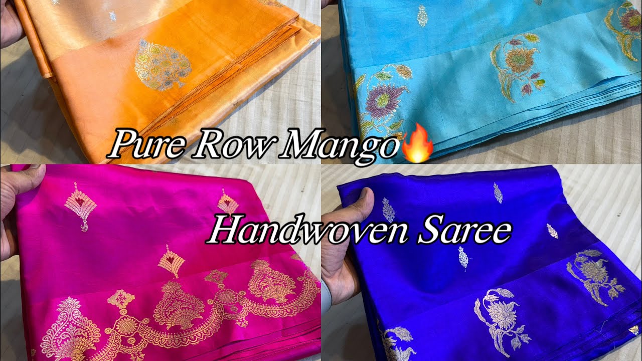 Pure Saree Sale Handwoven Row Mango Silk Saree Kadwa Kora Organza Handloom Saree #viral #saree 