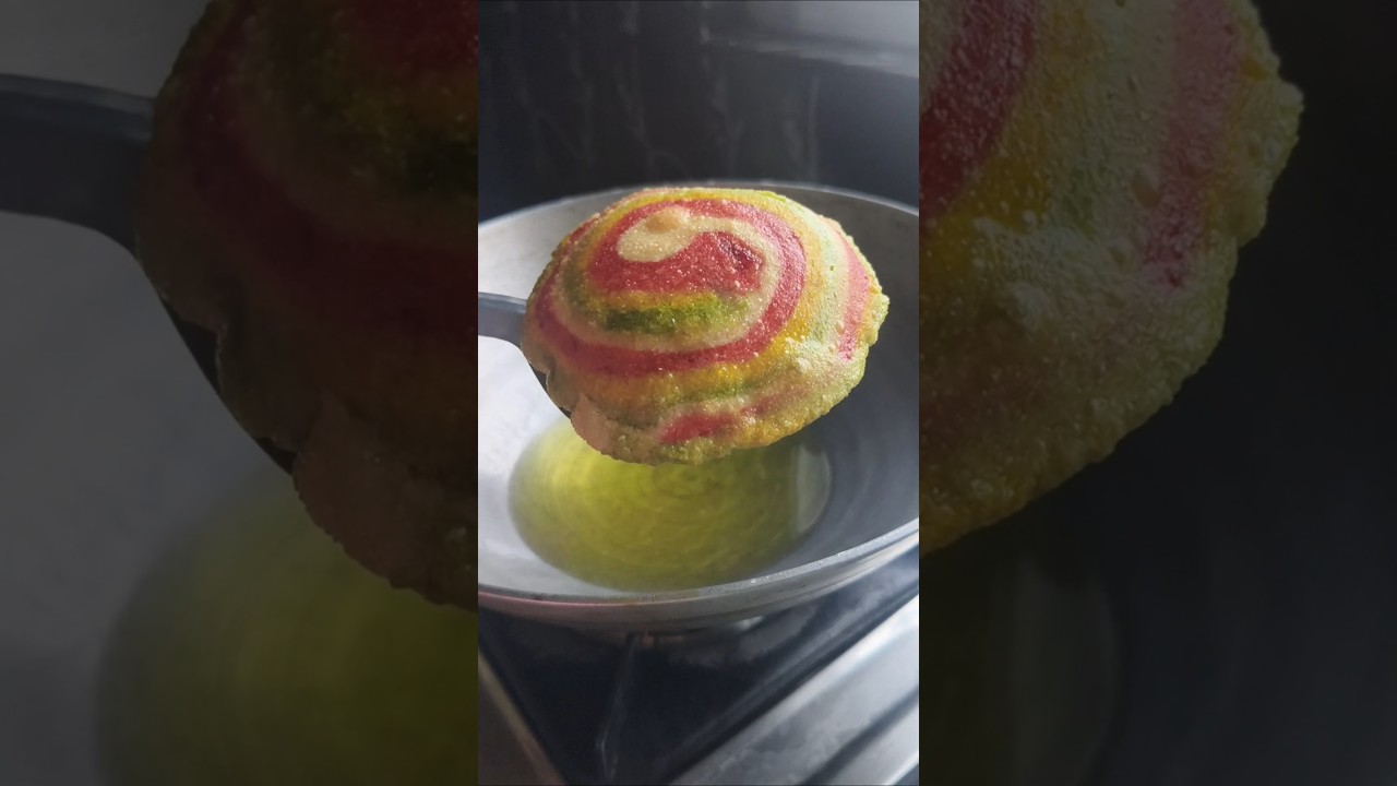 🟢🔴 Rainbow Puri Recipe | Baccho Ke Lunch Box Ki Special Puri😋😋#recipe #puri #cooking