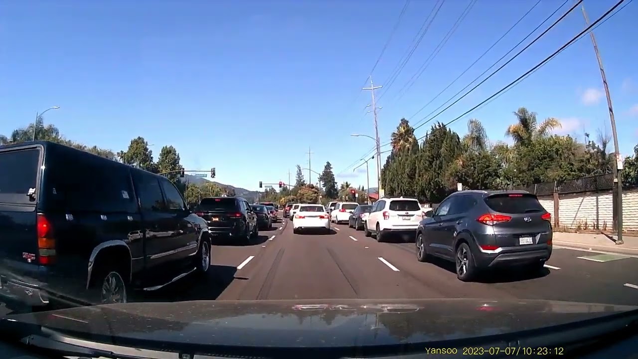 Driving by Blossom Hill road San Jose USA