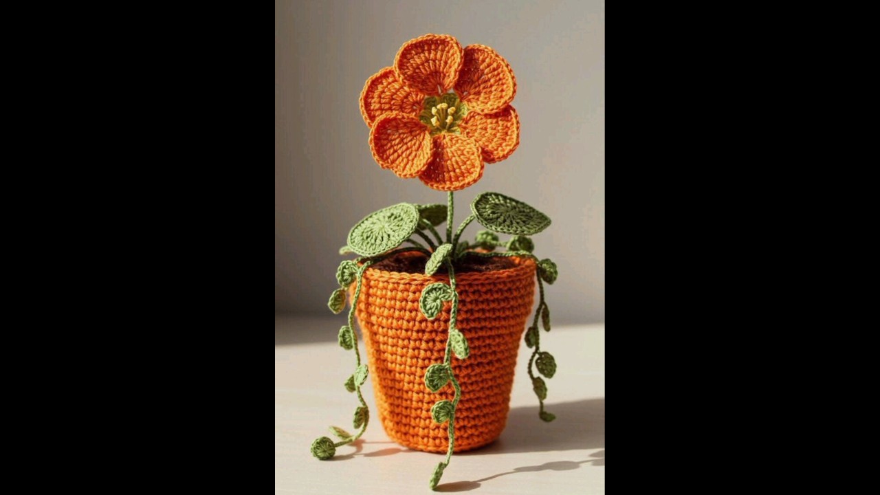 Crochet flower vase design.. 