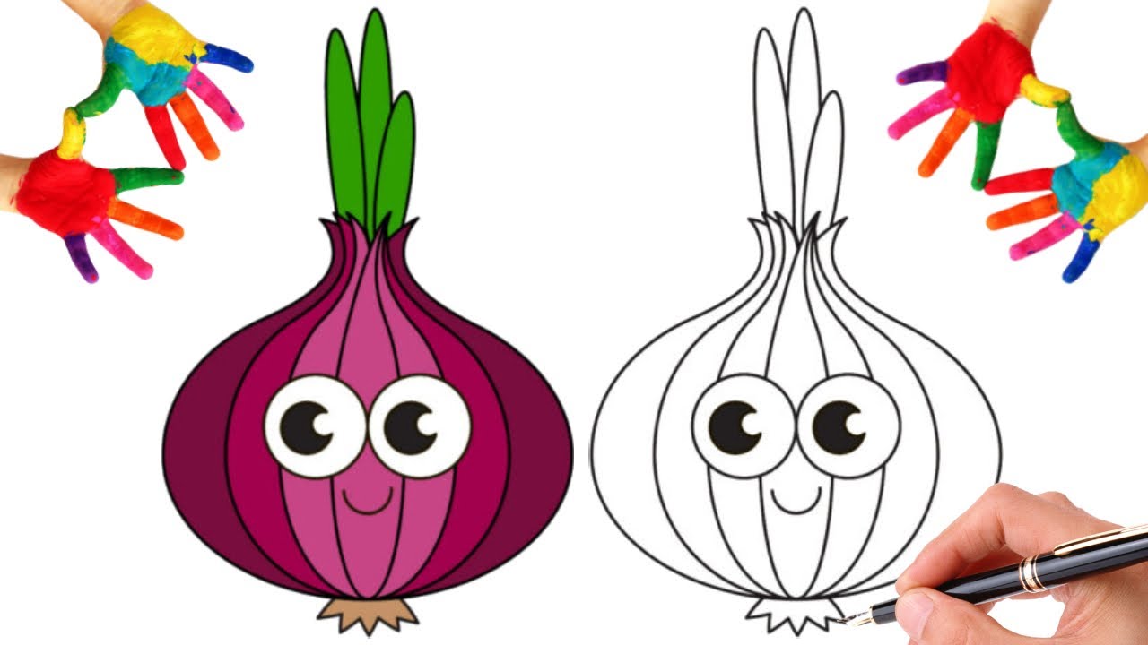 كيفية رسم خضار  | كيفية رسم بصل |  طريقة رسم الخضار  | How to Draw Onion #drawing #onion #art