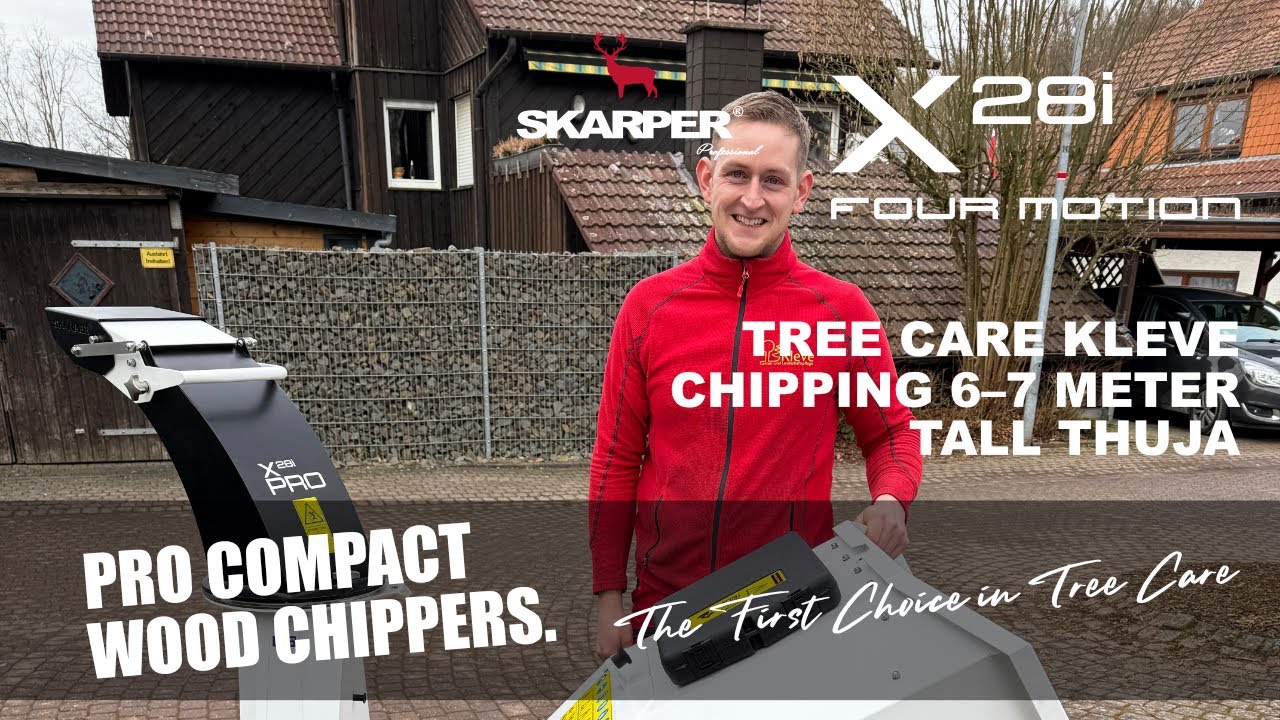 Tree Care Kleve | Chipping 6–7 m Tall Thuja with X28i Four Motion Wood Chipper