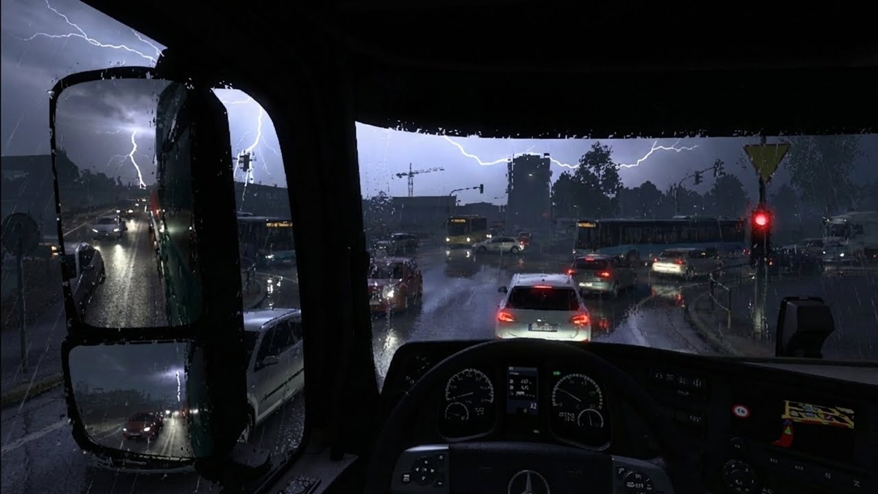 Rainy Highway Lullaby: 4K ETS 2 Video to Help You Fall Asleep