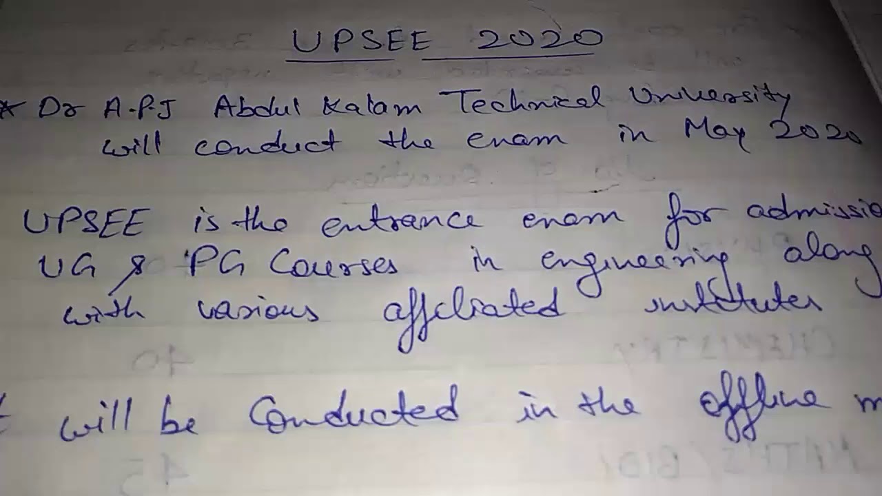UPSEE 2020 exam pattern details courses | uptu entrance exam 2020 details