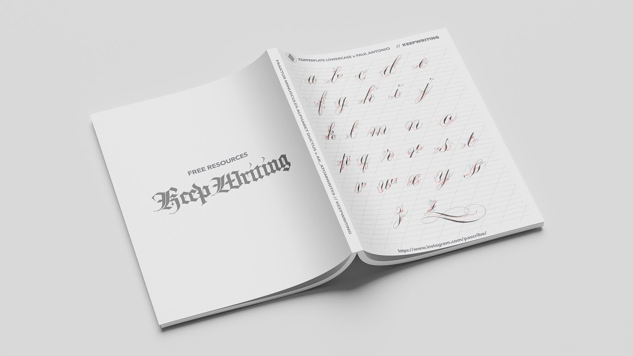 Алфавит каллиграфии Copperplate Script A-Z (учебник по каллиграфии для начинающих) x PAScribe