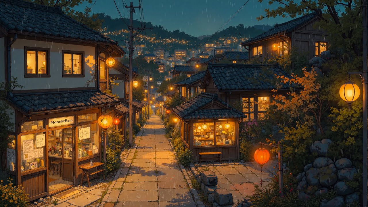 Cozy Night in Kyoto Rain 🌧️ Warm Lights & Quiet Street | Lofi Beats for Relax & Focus