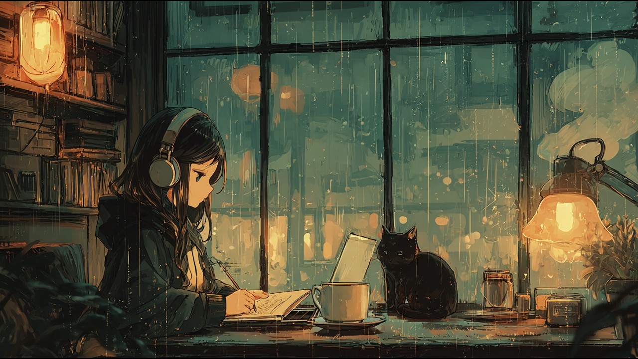 Rain Cafe Lofi ☕🌧️ Focus & Reading Music (No Vocals) | Calm Study Beats