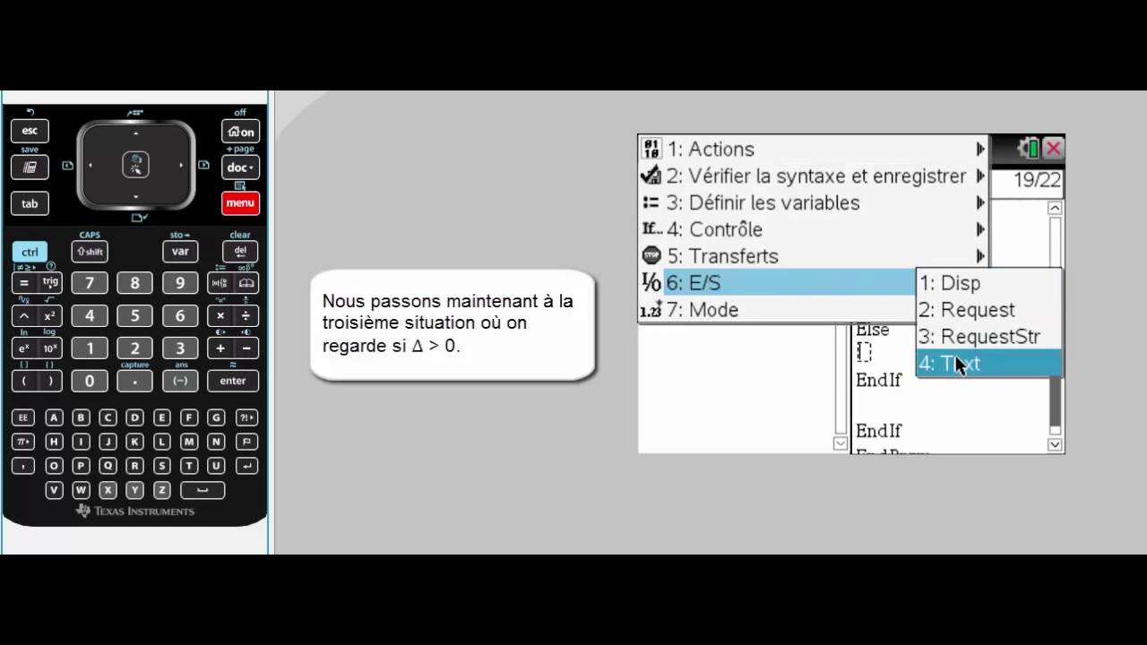 Créer un programme de resolution d'équation du second degrés sur sa TI nspire CX CAS