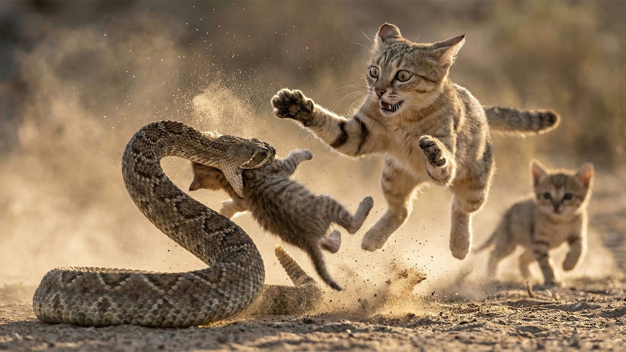 La serpiente de cascabel pagó un alto precio por enfrentarse al gato del desierto!