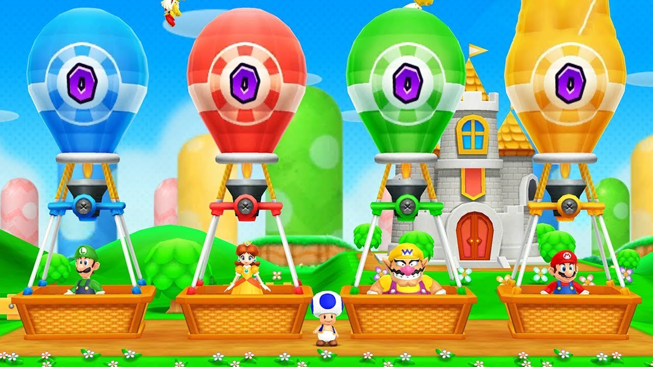 Mario Party Island Tour - Hot Air Hijinks 3Wins: Luigi vs Daisy vs Mario vs Wario