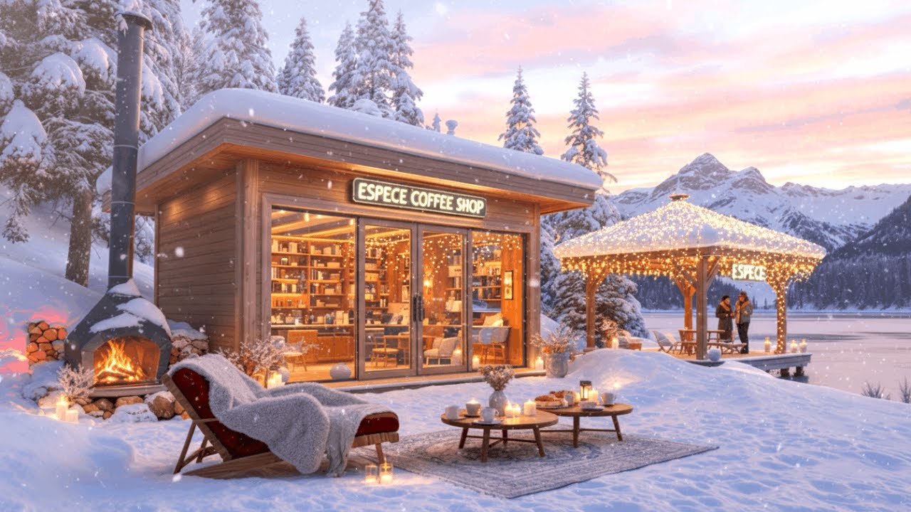 Relaxing Jazz Coffee Shop ☕ Fireplace Music for Work | Great Mood Vibes 8