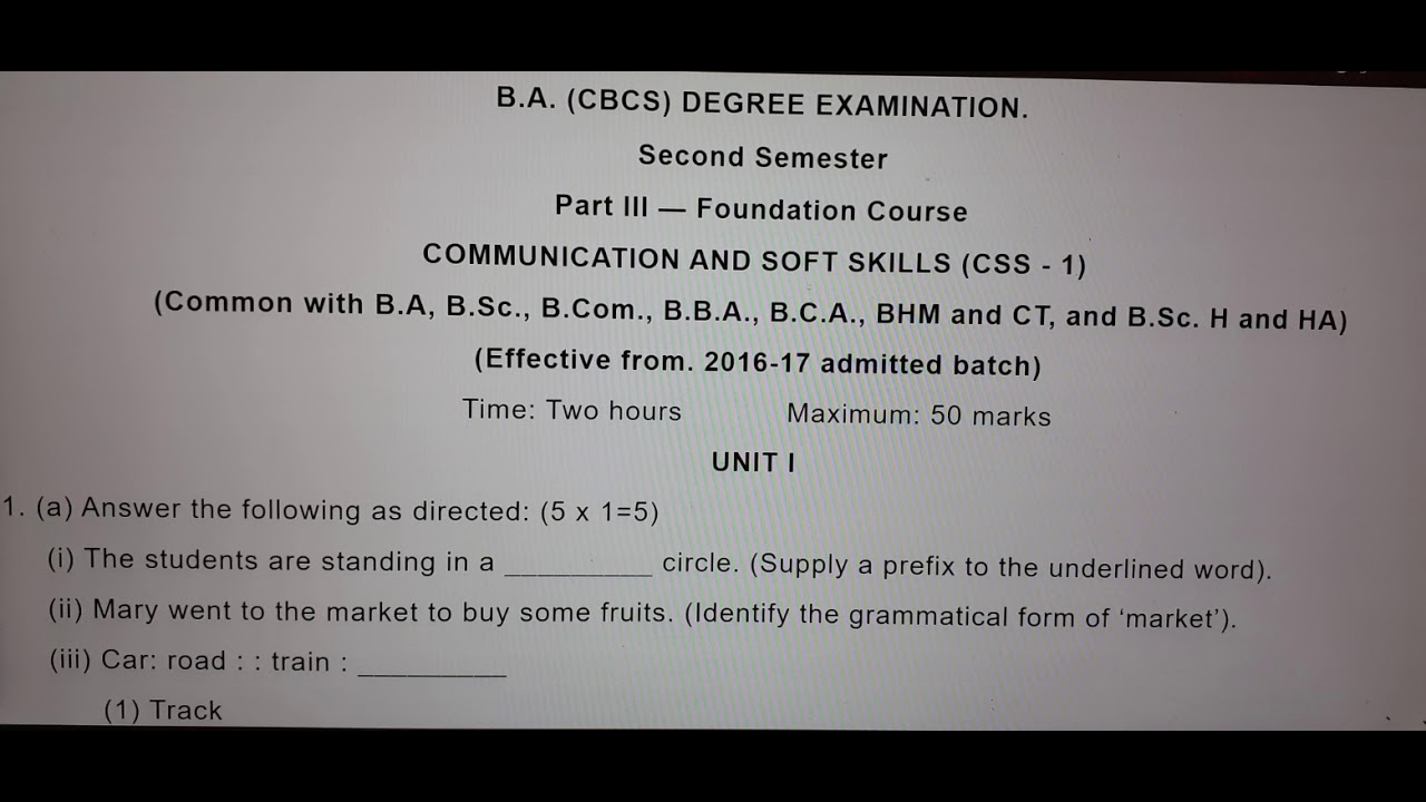 Communication and  soft skills // CSS // AU degree examination// foundation course// css paper