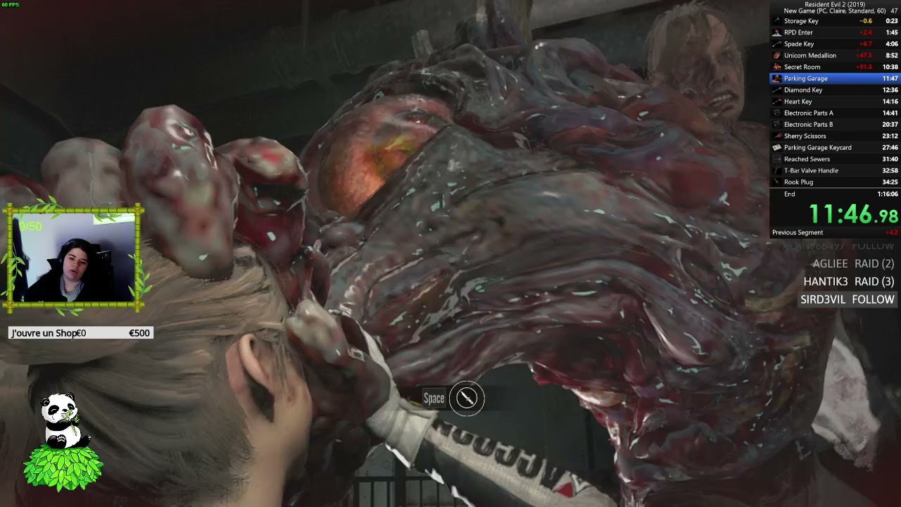 SpeedRun Resident Evil 2 (2019) Claire A Standard 60 fps 1:22:55