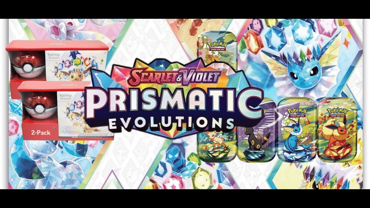 Pokemon Prismatic Evolutions Elite Trainer Box ETB and Mini Tin Opening