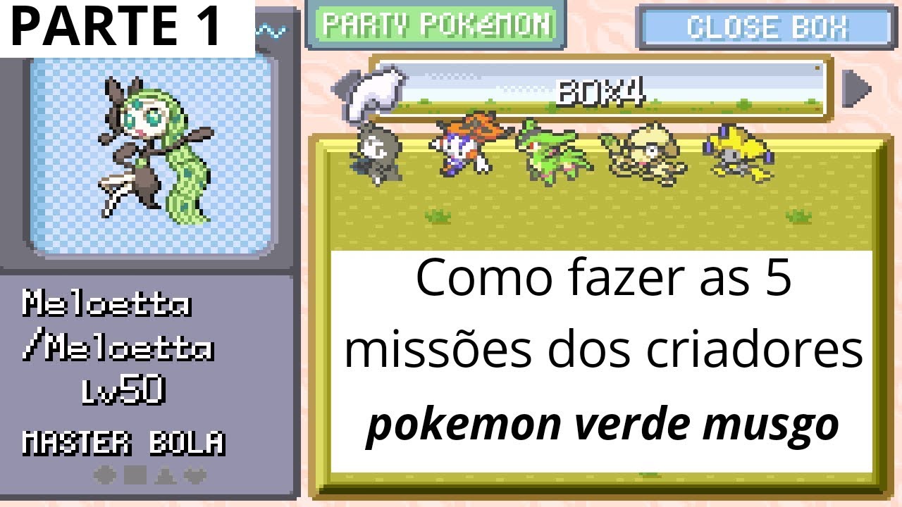 Como fazer as 5 miss&otilde;es dos criadores - Parte 1 - POKEMON VERDE MUSGO (GBA)