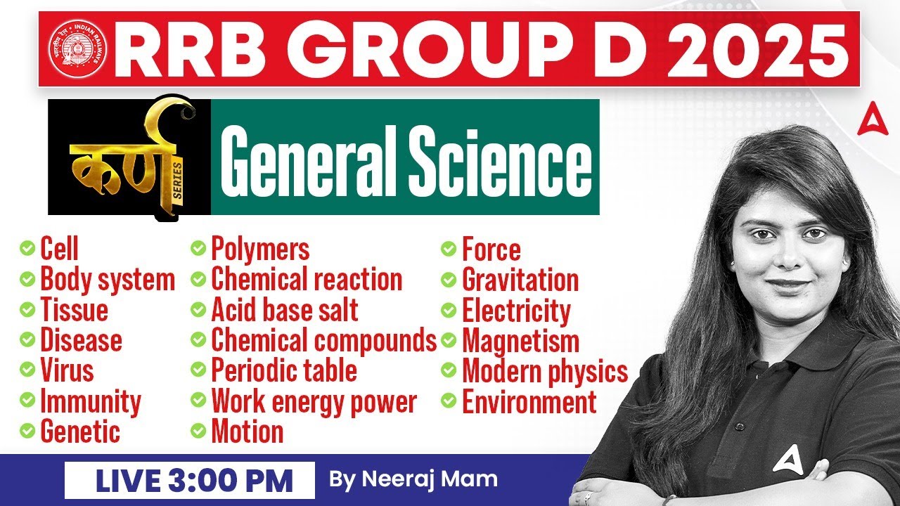 RRB Group D Science Classes 2025 | Group D Science Most Expected Questions | Science By Neeraj Mam