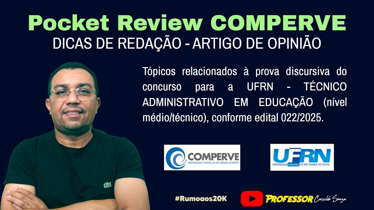Prof. Cassildo Souza - POCKET REVIEW  - COMPERVE (Concurso UFRN/  2025 - TAE) - Artigo de Opinião
