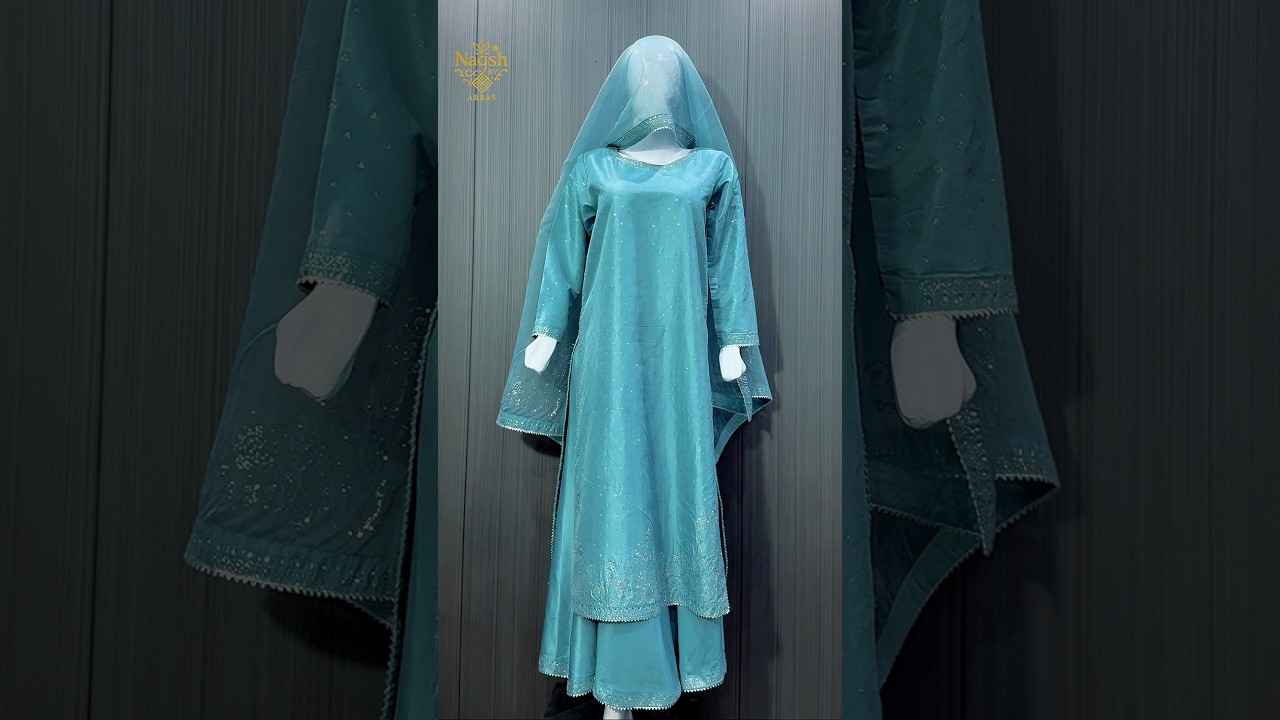 Aqua Noor SetSoft aqua elegance with delicate embroidery  